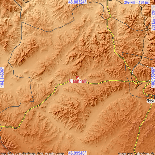 Topographic map of Ulaanhad