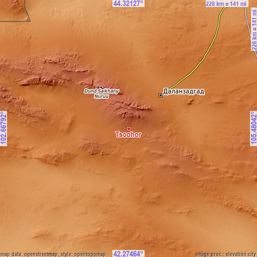 Topographic map of Tsoohor
