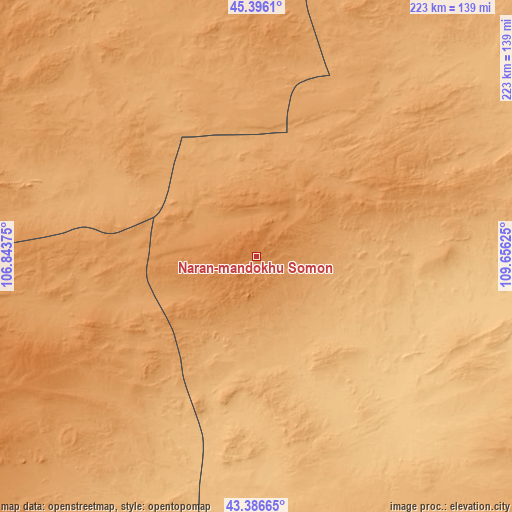 Topographic map of Naran-mandokhu Somon