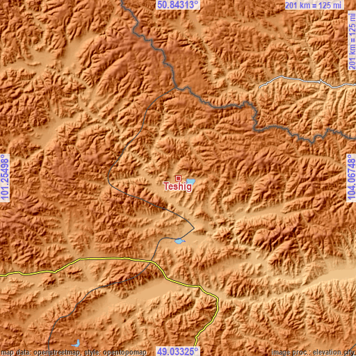 Topographic map of Teshig