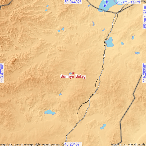 Topographic map of Sümiyn Bulag
