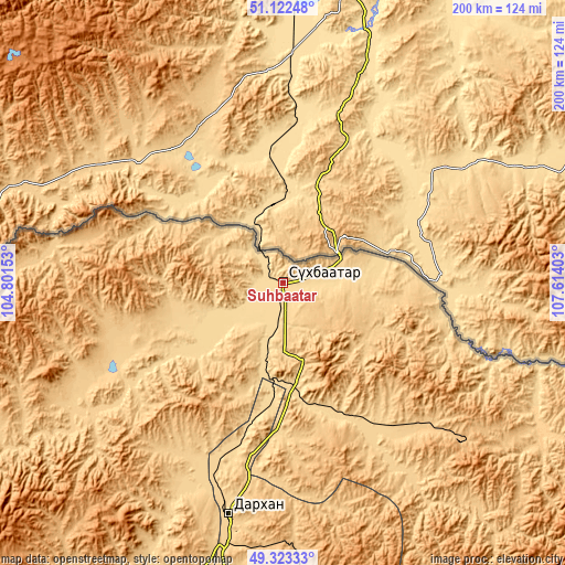 Topographic map of Sühbaatar