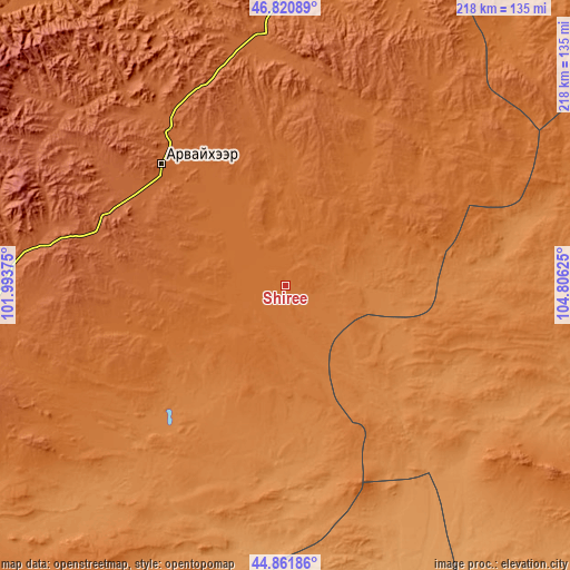 Topographic map of Shiree