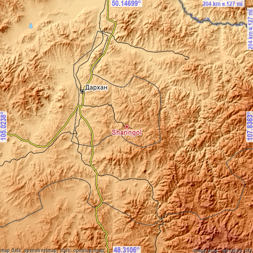 Topographic map of Sharïngol