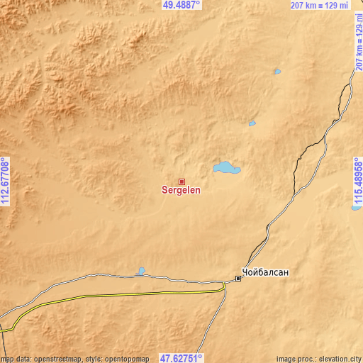 Topographic map of Sergelen