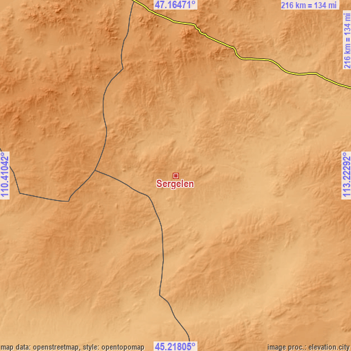 Topographic map of Sergelen