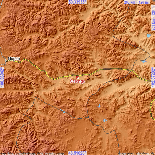 Topographic map of Selenge