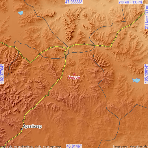 Topographic map of Ongon