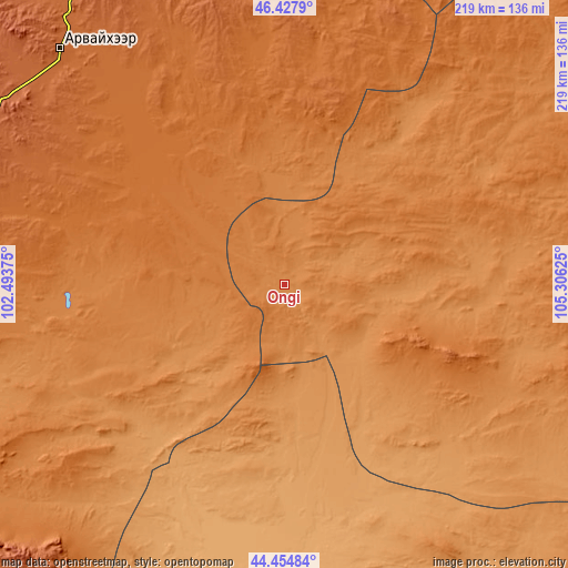 Topographic map of Ongi