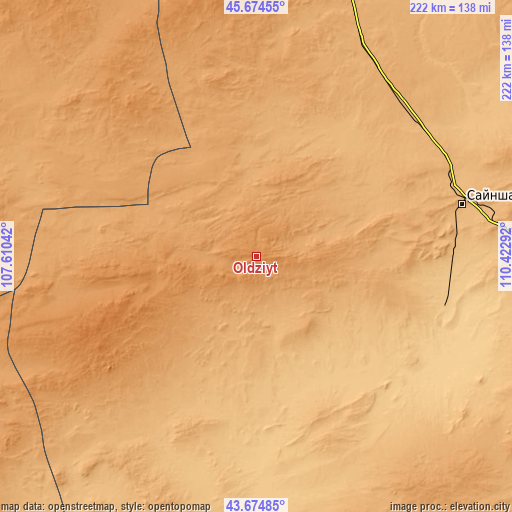 Topographic map of Öldziyt