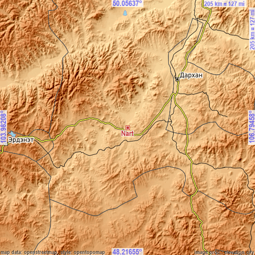 Topographic map of Nart