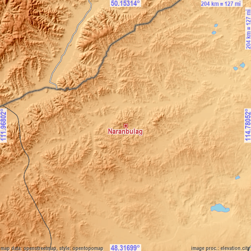Topographic map of Naranbulag