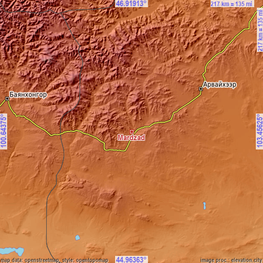 Topographic map of Mardzad