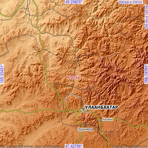 Topographic map of Mandal