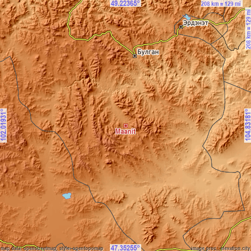 Topographic map of Maanĭt