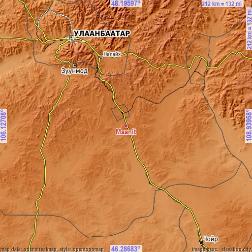 Topographic map of Maanĭt