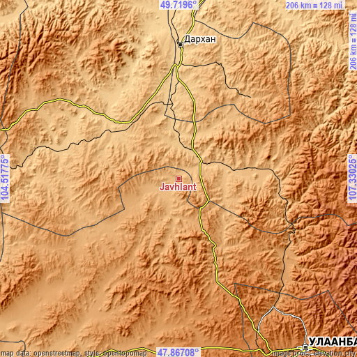 Topographic map of Javhlant