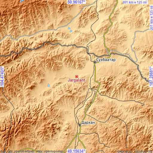 Topographic map of Jargalant