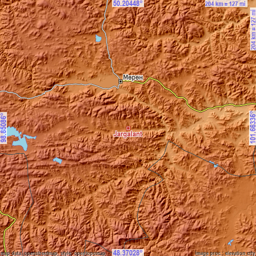 Topographic map of Jargalant