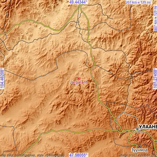 Topographic map of Jargalant