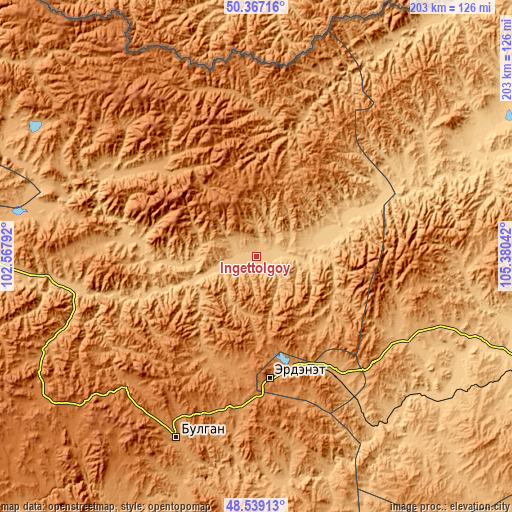 Topographic map of Ingettolgoy