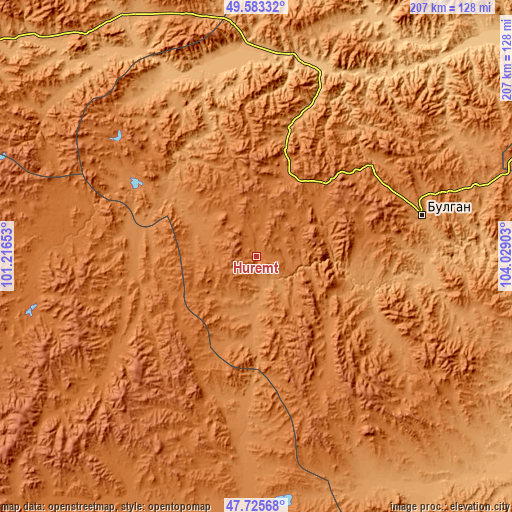 Topographic map of Hüremt