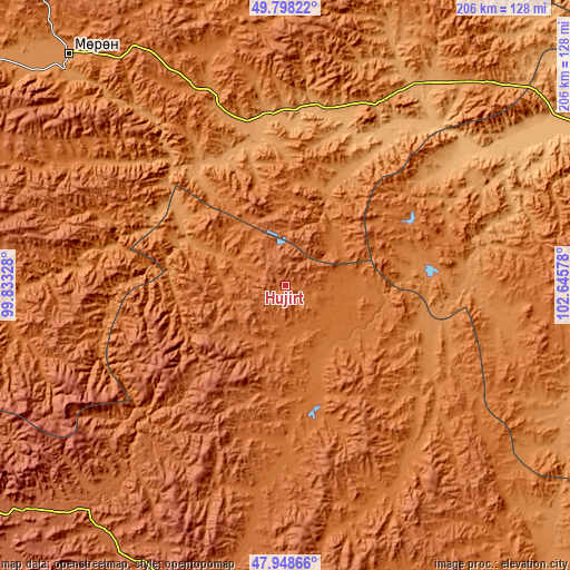 Topographic map of Hujirt