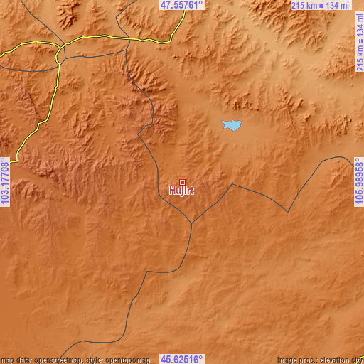 Topographic map of Hujirt