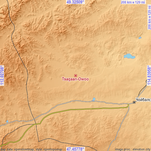 Topographic map of Tsagaan-Owoo