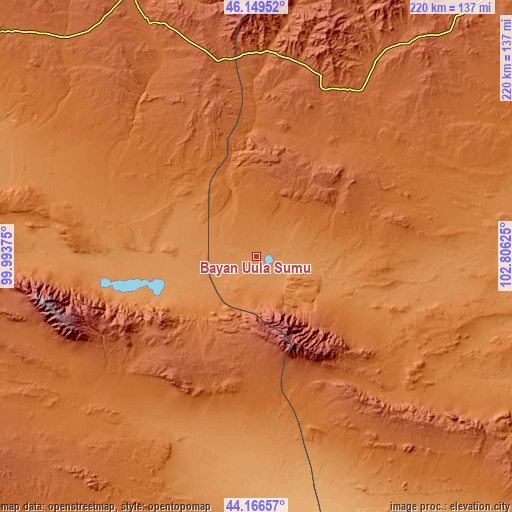 Topographic map of Bayan Uula Sumu