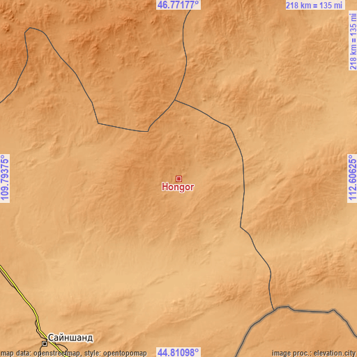 Topographic map of Hongor