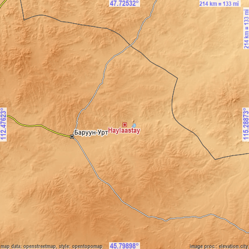 Topographic map of Haylaastay