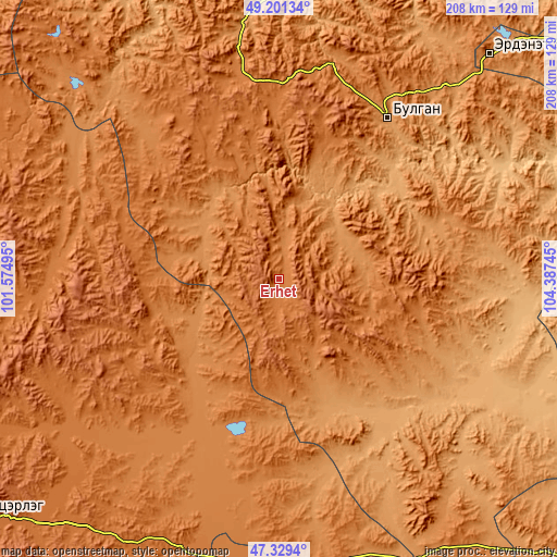Topographic map of Erhet