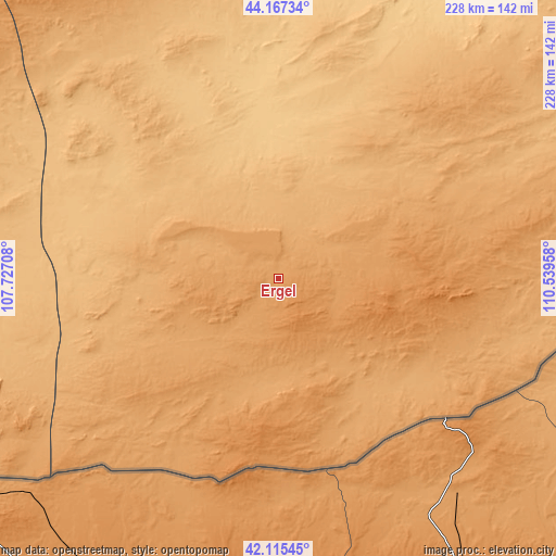 Topographic map of Ergel