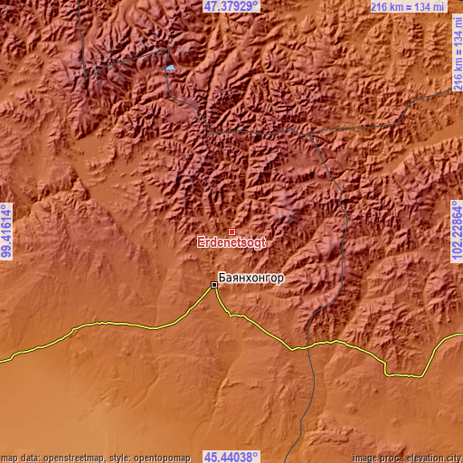 Topographic map of Erdenetsogt