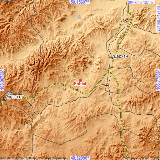 Topographic map of Enhtal