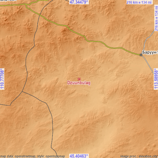 Topographic map of Dzüünbulag