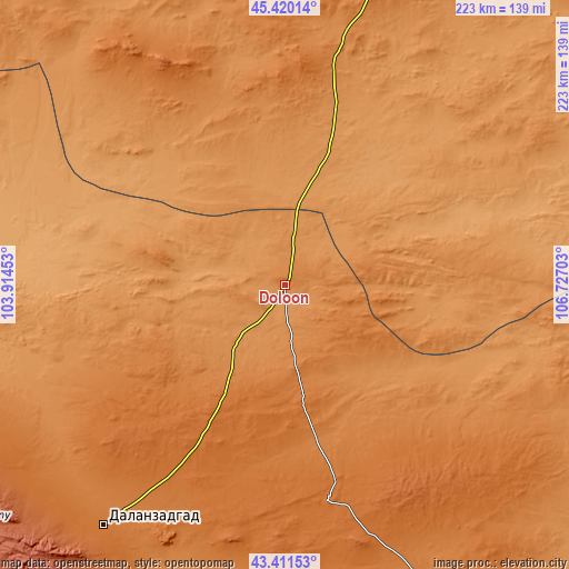 Topographic map of Doloon