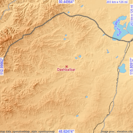 Topographic map of Dashbalbar