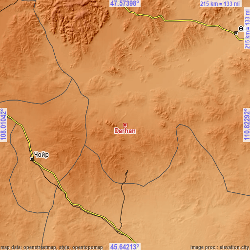 Topographic map of Darhan