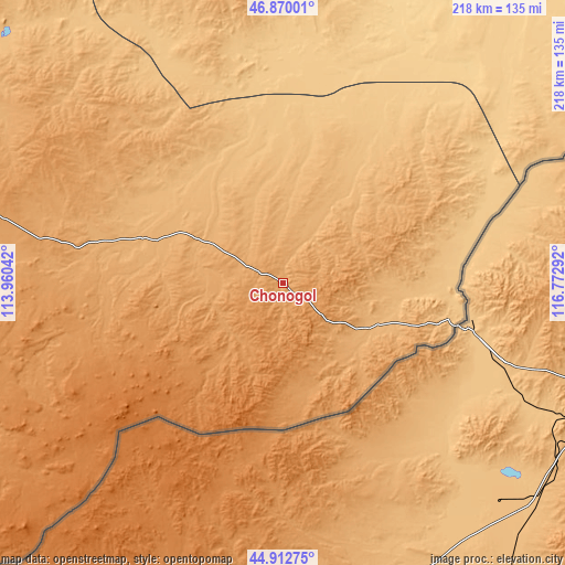 Topographic map of Chonogol