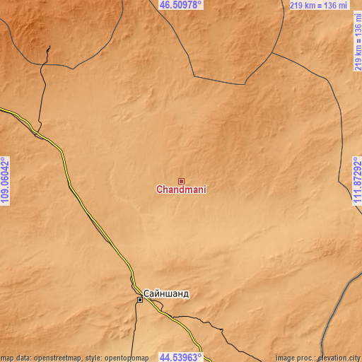 Topographic map of Chandmanĭ