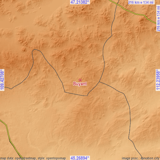 Topographic map of Buyant