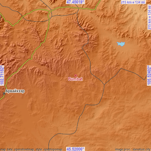 Topographic map of Bumbat