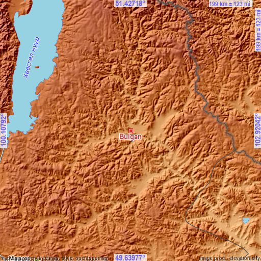 Topographic map of Bulgan