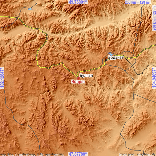 Topographic map of Bulgan