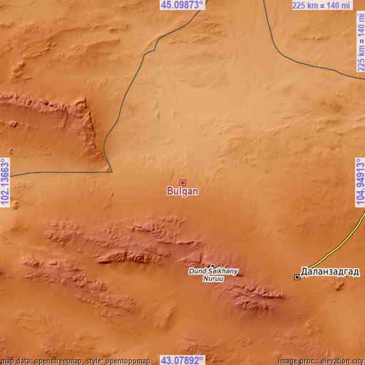 Topographic map of Bulgan