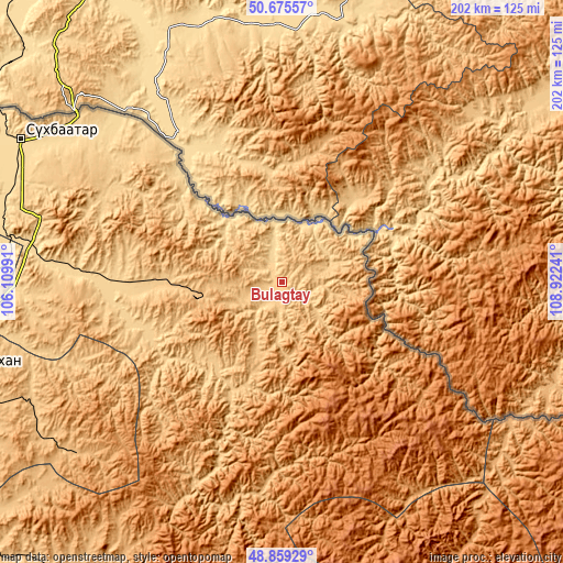 Topographic map of Bulagtay