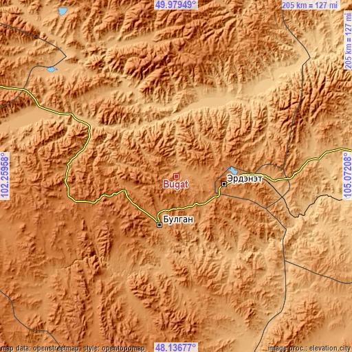 Topographic map of Bugat