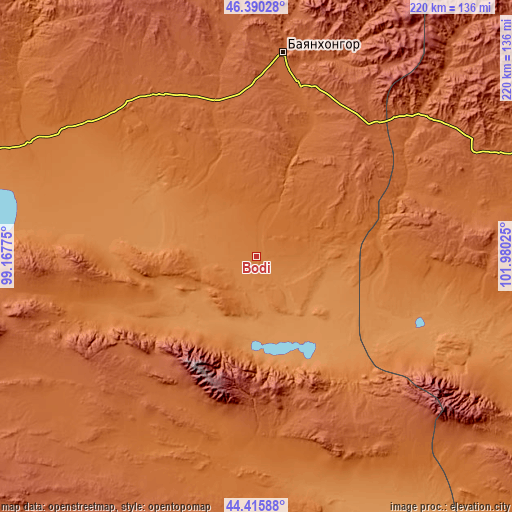 Topographic map of Bodĭ